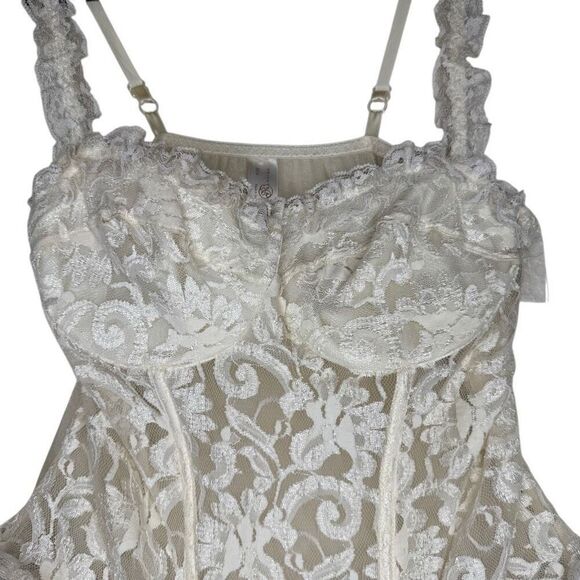 Vintage Private Luxuries by Natori Ivory Lace Corset W/Garters Sz XL, Romantic - Picture 3 of 14